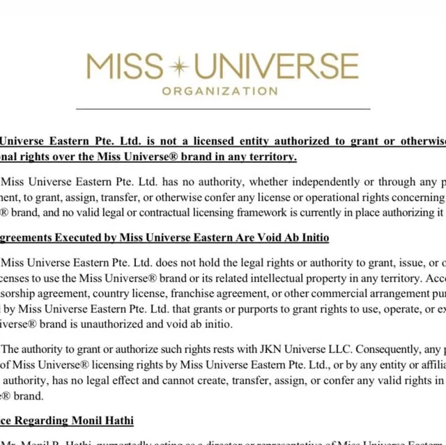 Publicación de Instagram de Miss Universe