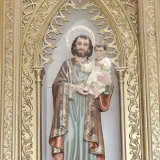 Intricate statue of Jesus and Saint Joseph inside a church in Ecuador.