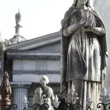 Historical statues in Cementerio de la Recoleta, Buenos Aires, Argentina, under daylight.