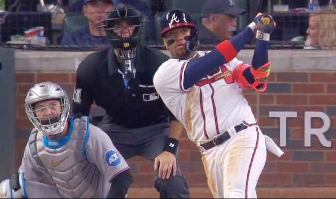 Ronald Acuña suena jonrón ante el Cy Young, Sandy Alcántara