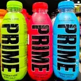 Photograph of Prime Energy Drink bottles, a popular hydration and performance beverage brand. Known for its bold packaging and vibrant flavors, Prime has become a trending sports and lifestyle drink.