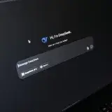Close-up of a laptop screen displaying an AI chatbot interface with a dark theme.