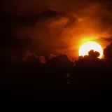 A breathtaking sunset with dramatic cloud silhouettes in Cárdenas, Matanzas, Cuba.