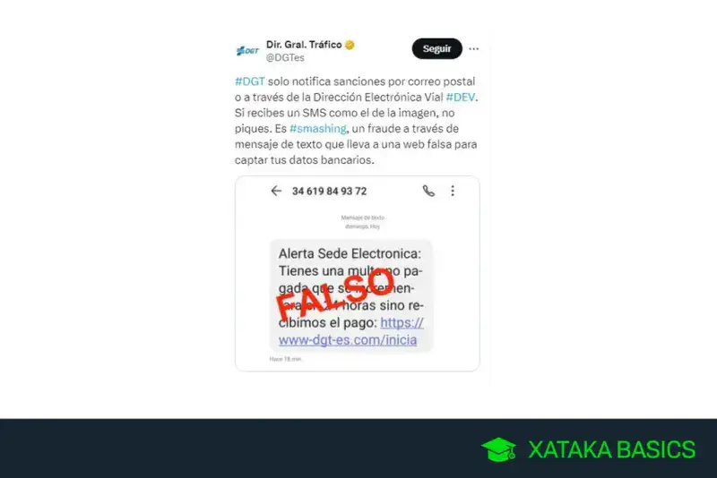 La DGT no notifica multas por SMS: así opera la estafa que suplanta a Tráfico