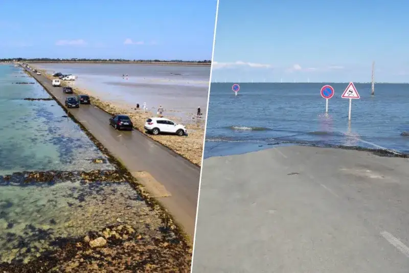 La carretera francesa que desaparece con la marea