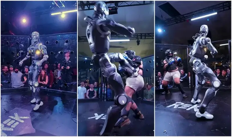 Un youtuber se enfrenta a un robot humanoide y recibe una patada