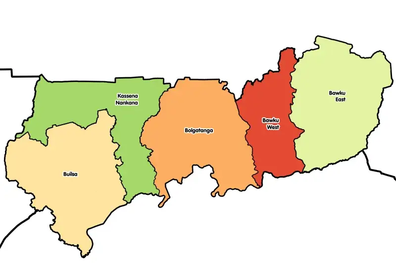 File:Districts of the Upper East Region (1988).png