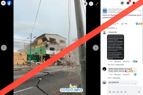Imagen de hotel destruido por sismo es falsa y es IA
