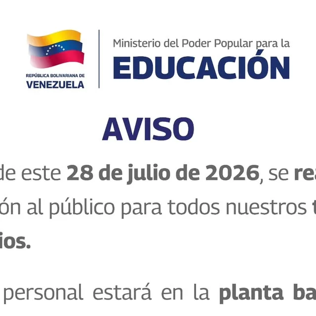 Publicación de Instagram de Ministerio del Poder Popular para la Educación