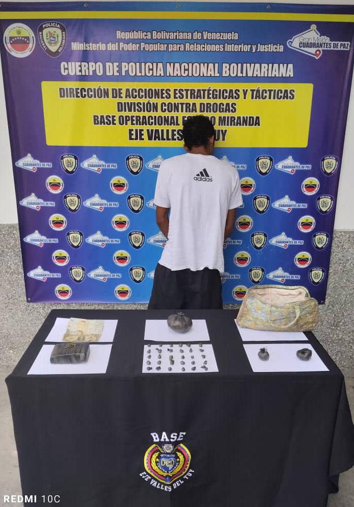 Lo arrestaron con 428 gramos de droga en Ocumare del Tuy