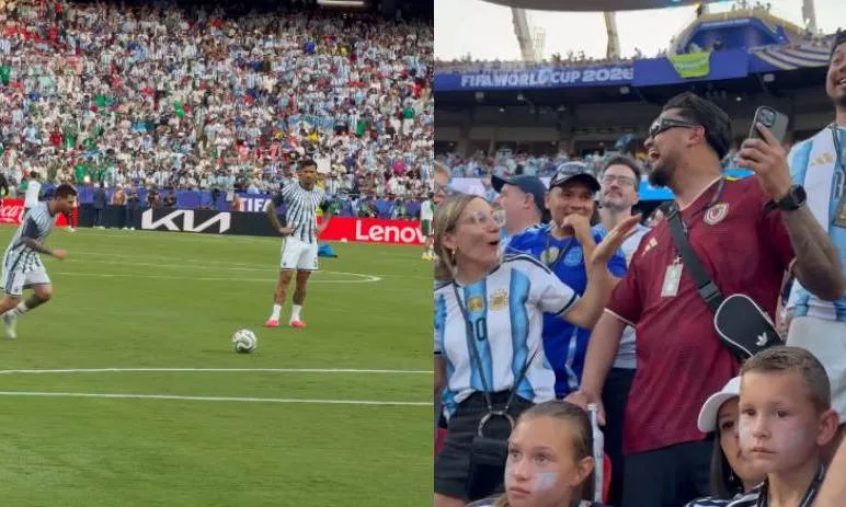 Venezolano celebra el pelotazo que le dio Lionel Messi en partido de Argentina