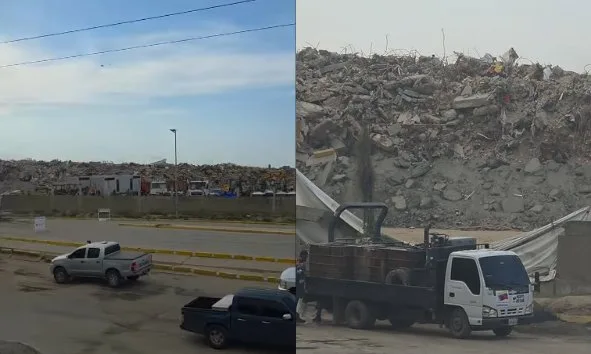 Denuncian enorme muro de escombros en playa de Los Corales