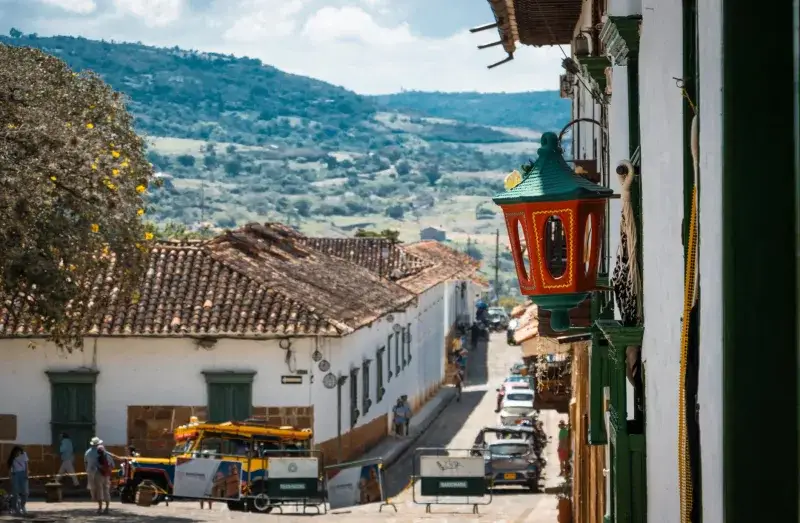 Charming colonial town of Barichara in Colombia, showcasing traditional architecture and scenic hills.