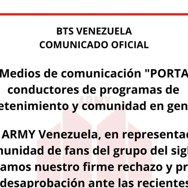 Publicación de Instagram de BTS VENEZUELA