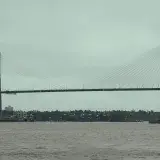 Scenic view of Rosario-Victoria Bridge spanning Paraná River in Rosario, Argentina.