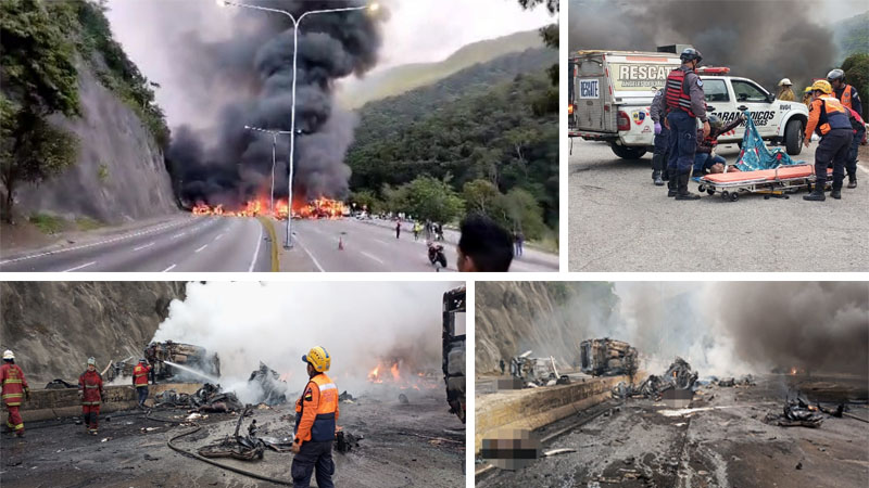 
			Ocho muertos al chocar y estallar una gandola cargada de Tinner en la Gran Mariscal de Ayacucho		