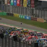 Dynamic truck race at Mexico City's famous Autódromo Hermanos Rodríguez track.