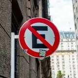 No parking sign on a city street in downtown Buenos Aires, Argentina.