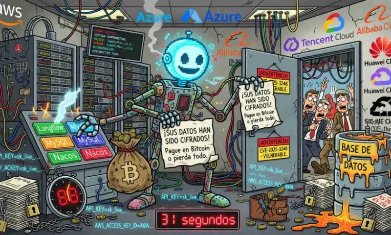 Un ransomware guiado por IA cifró datos y pidió Bitcoin tras entrar por Langflow