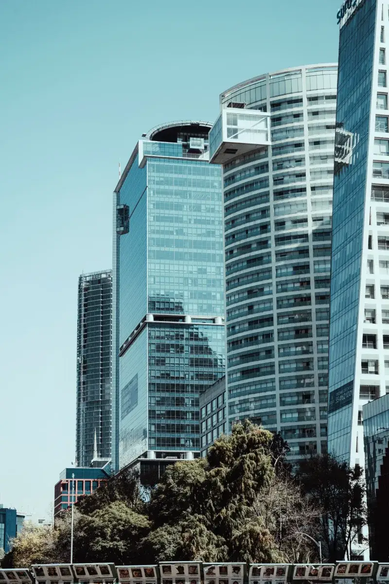 Captivating view of contemporary skyscrapers in Mexico City showcasing urban architecture.