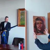 
			VIDEO: Un político cambia la bandera de la UE por la de su país y el retrato de la presidenta por el del Che Guevara		