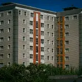 High-rise modern apartment buildings with glass windows in Venezuela, capturing architectural design.