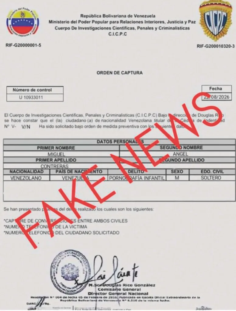 Alertan sobre falsas citaciones del Cicpc usadas para extorsionar