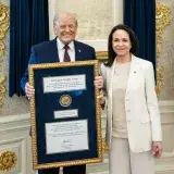 File:2026 gift to President Donald Trump of the Nobel Peace Prize medal awarded to Maria Corina Machado at the White House Oval Office on 15 January (cropped).jpg