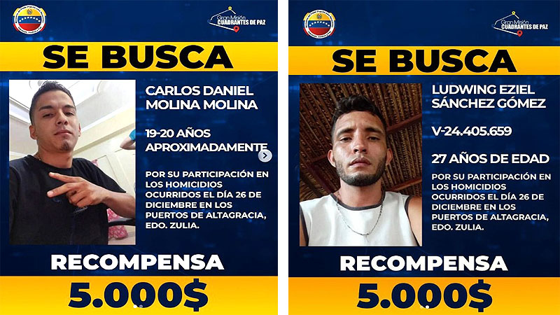 Cicpc ofrece recompensa de 5 mil dólares por sicarios de la masacre de Los Puertos de Altagracia (Fotos)