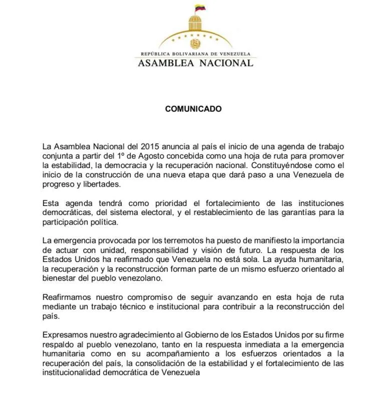 Parlamento de 2015 iniciará agenda de trabajo este 1 de agosto