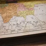 Close-up of a vintage map showcasing Argentina and surrounding regions in South America.