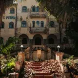 Haunting facade of an abandoned hospital in São Paulo, Brazil.