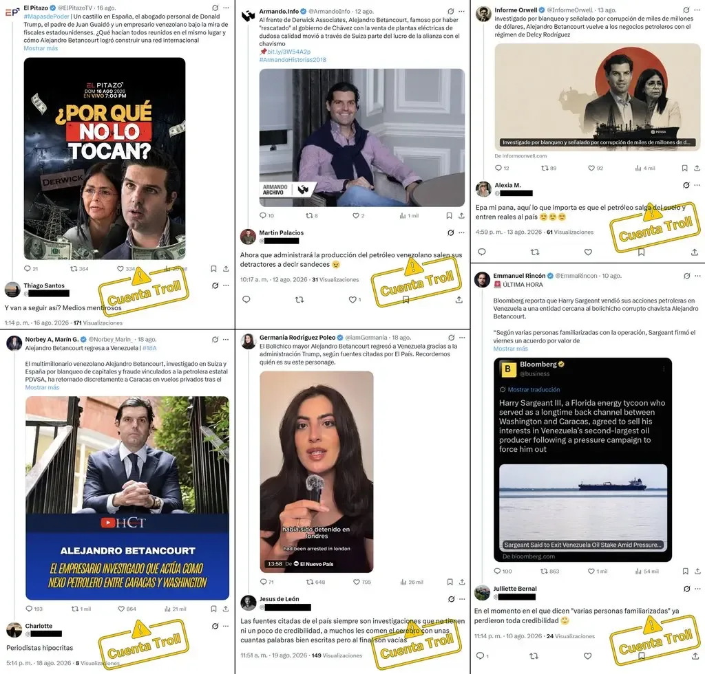Red de cuentas falsas defiende al empresario Alejandro Betancourt