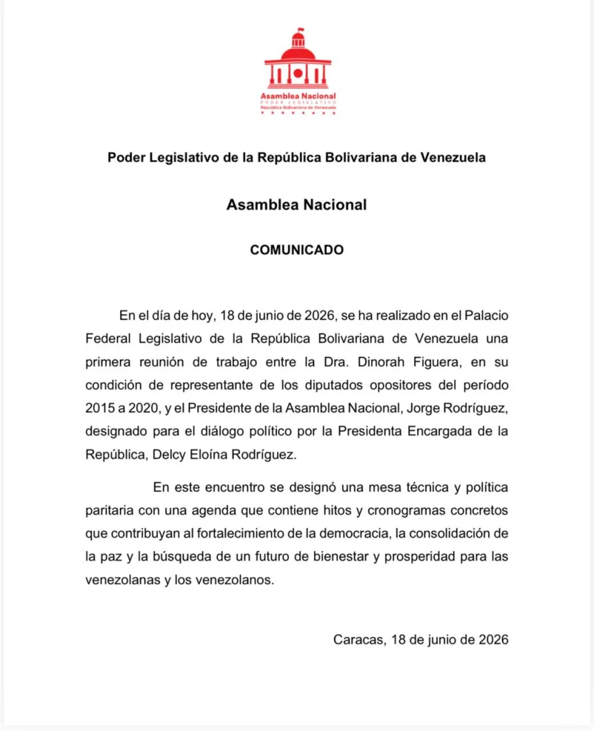 Jorge Rodríguez y Dinorah Figuera acuerdan mesa técnica para diálogo político