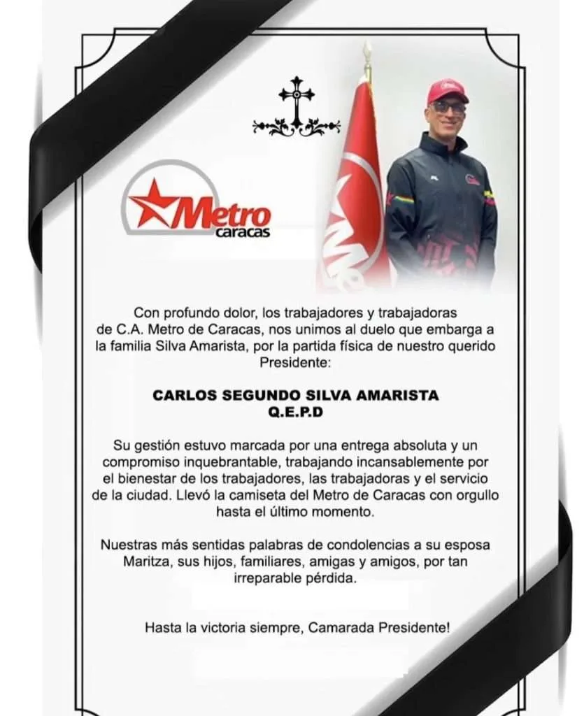 Muere Carlos Silva Amarista, presidente del Metro de Caracas, tras los sismos del 24 de junio