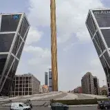 The Puerta de Europa towers stand tall in Madrid's skyline, a modern architectural marvel.
