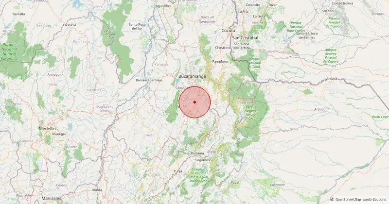 Mapa del epicentro — al suroeste de San Cristóbal