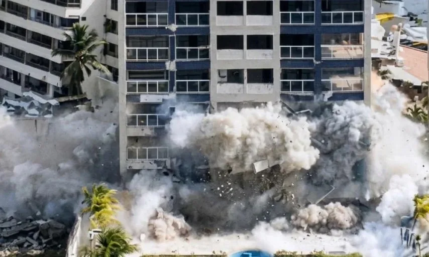 Demuelen edificio en riesgo en Tanaguarena por daños sísmicos