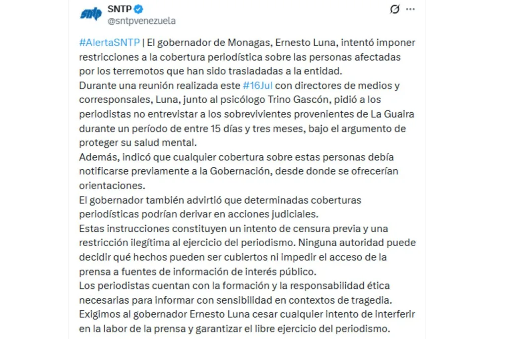 Denuncian intento de censura contra la prensa en el estado Monagas