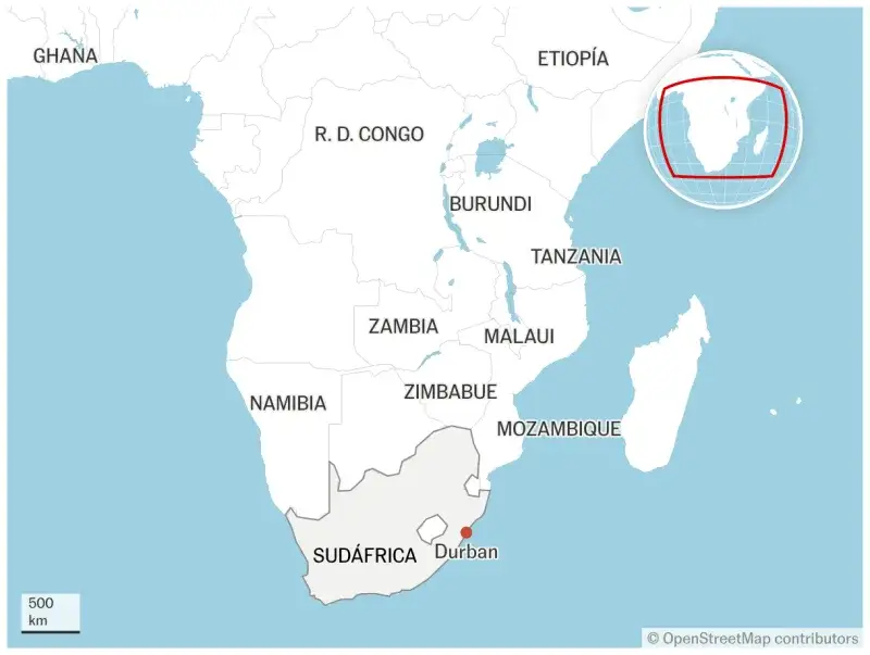 Familias migrantes duermen en las aceras de Durban