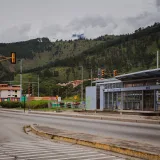 View of La Parroquia tram stop and surrounding hills in Mérida, Venezuela.