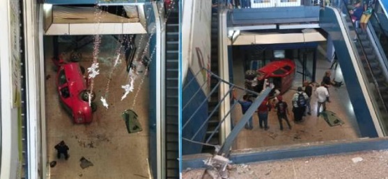 Carro cayó al sótano del C.C., Parque Aragua de Maracay