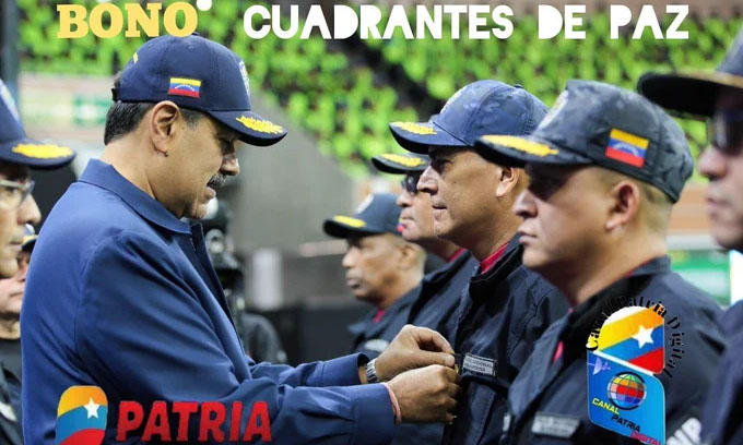 Pagan bono especial Cuadrantes de Paz de agosto por Patria