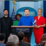 File:Press Secretary Karine Jean-Pierre and the cast of “Ted Lasso" on March 20, 2023, in the James S. Brady Press Briefing Room of the White House.jpg