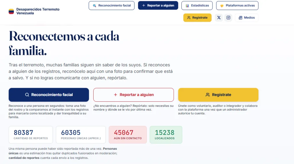 Más de 45.000 personas siguen sin ubicar tras los sismos en Venezuela