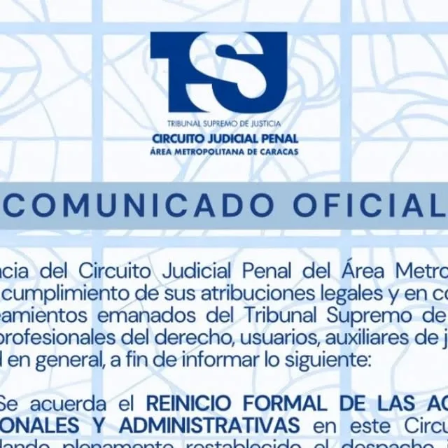 Publicación de Instagram de Circuito Judicial Penal del Área Metropolitana de Caracas