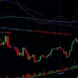 Detailed view of a cryptocurrency market graph displaying technical analysis data on a screen.