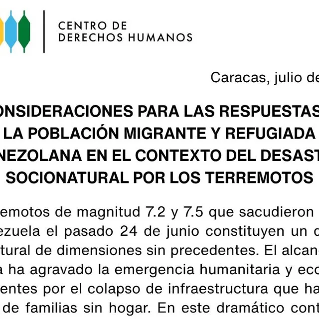 Publicación de Instagram de Centro de Derechos Humanos