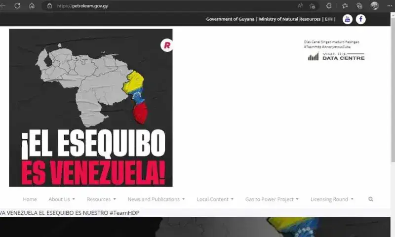Guyana reporta jaqueo de página web con imagen del mapa de Venezuela