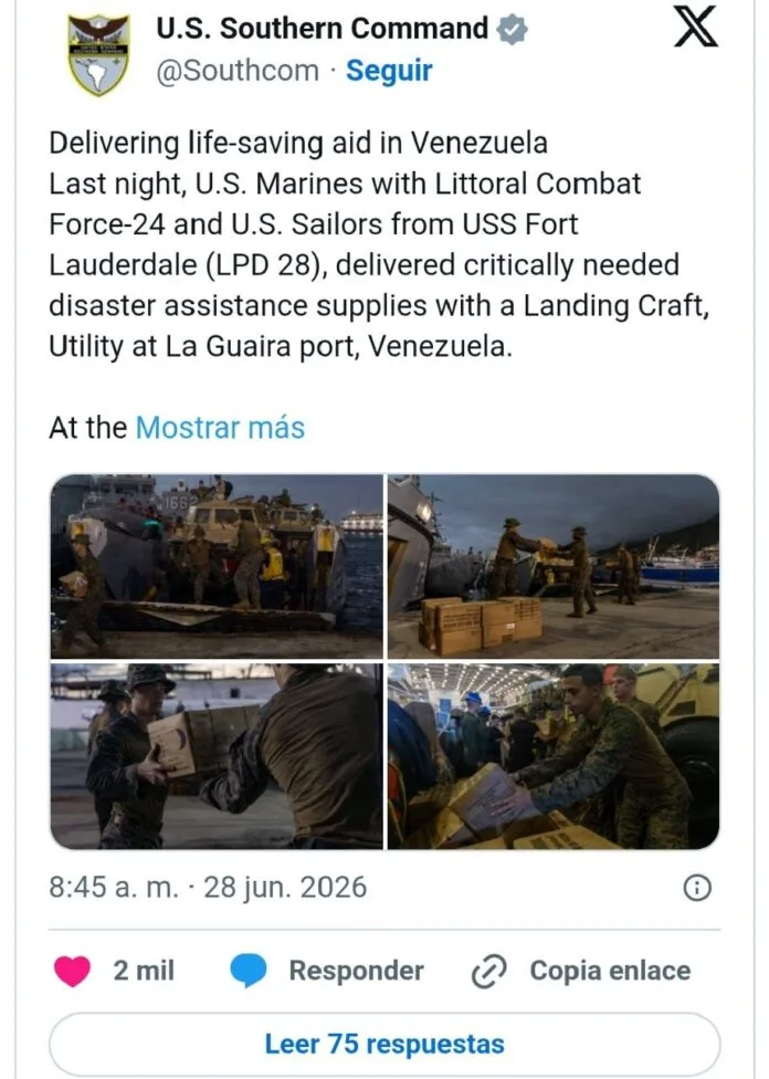 Comando Sur entrega ayuda en La Guaira y Puerto Rico espera órdenes de despliegue